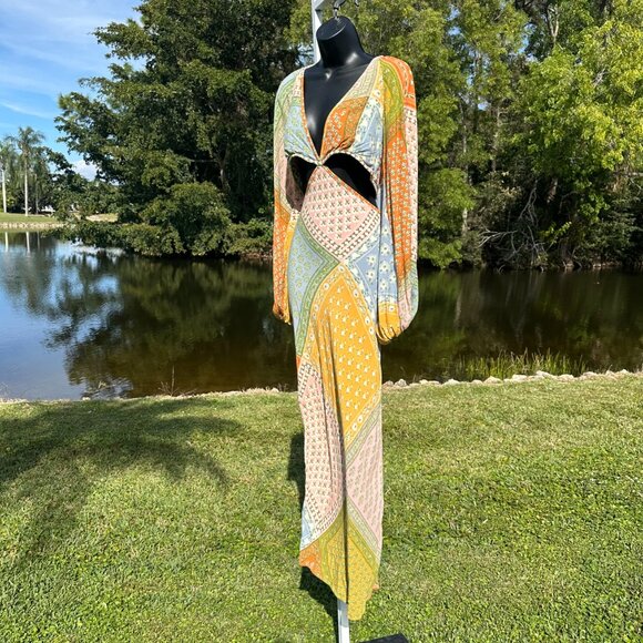 Jen's Pirate Booty Sonora Dress Daydream Patchwork Cut Out Boho Maxi Size M EUC - Picture 6 of 16